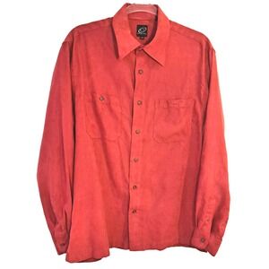Reel Cotton Long Sleeve Button Up Shirt Men's‎ M Red SOFT! Valentine's Day Shirt